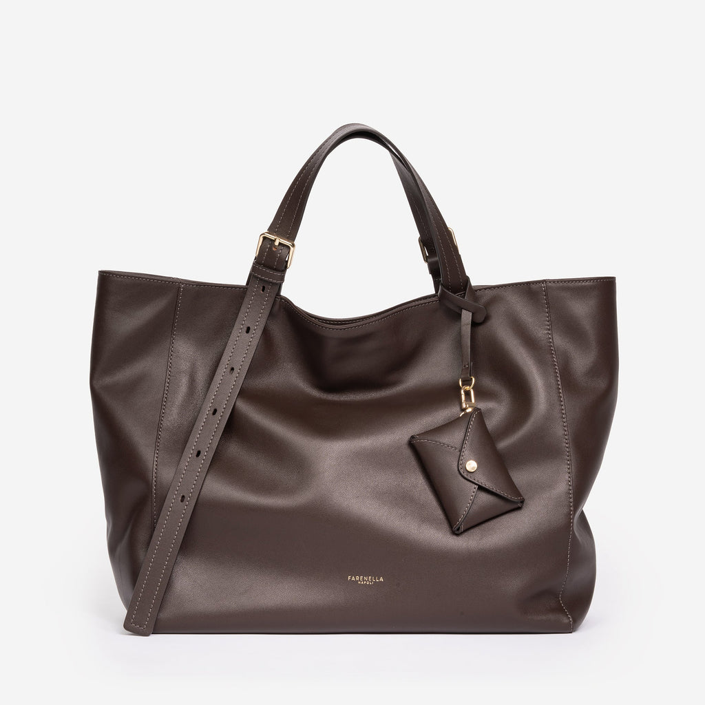 FARENELLA Azzurra S · Bolso shopper de piel · Chocolate oscuro