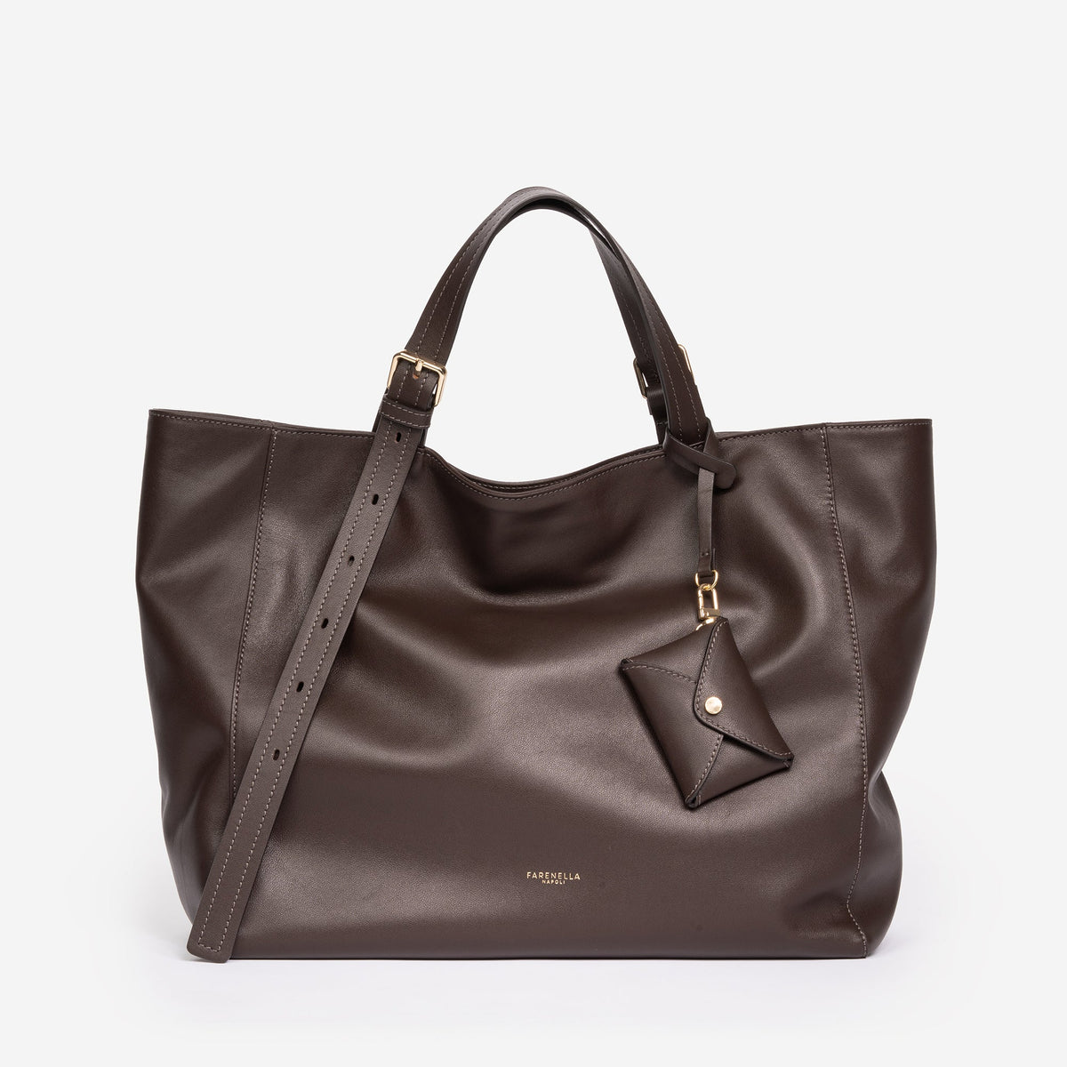 FARENELLA Azzurra S · Bolso shopper de piel · Chocolate oscuro