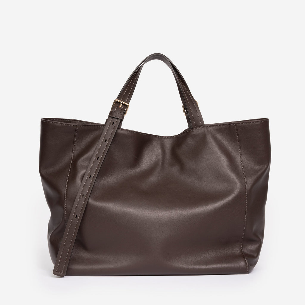 FARENELLA Azzurra S · Bolso shopper de piel · Chocolate oscuro