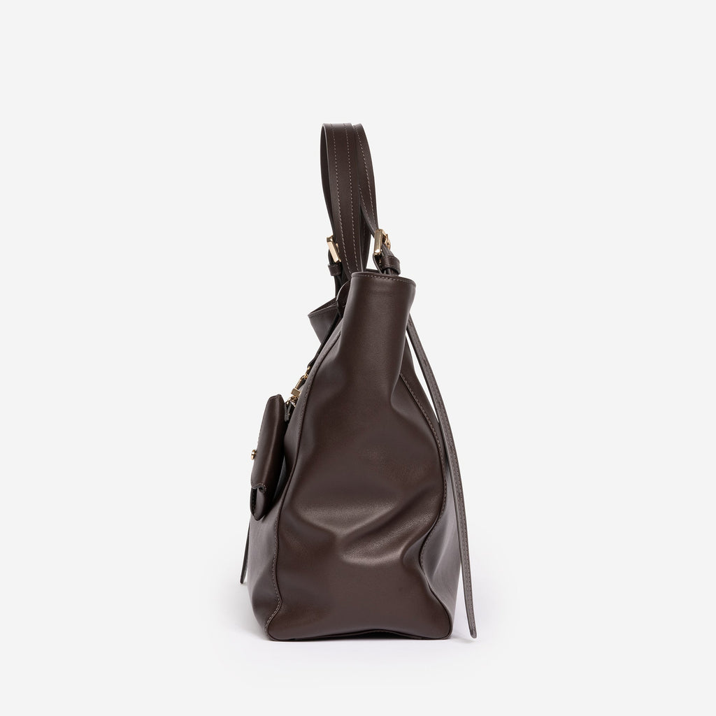 FARENELLA Azzurra S · Bolso shopper de piel · Chocolate oscuro