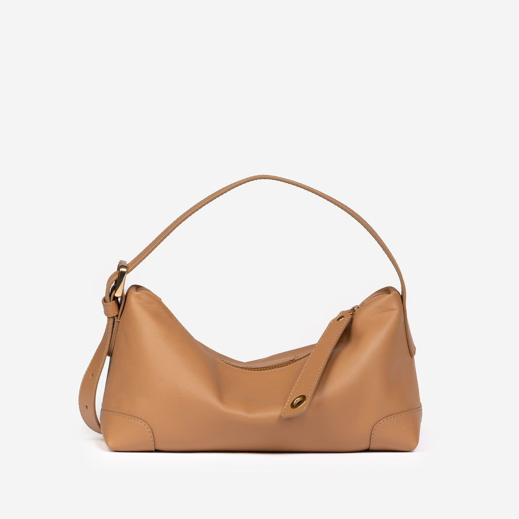 FARENELLA Elsa Mini · Bolso de hombro de piel · Camel