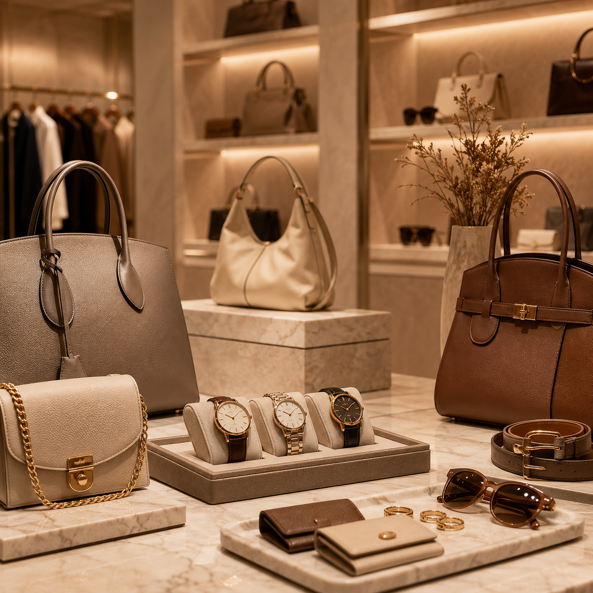 Selezione di borsi, orologi e accessori premium