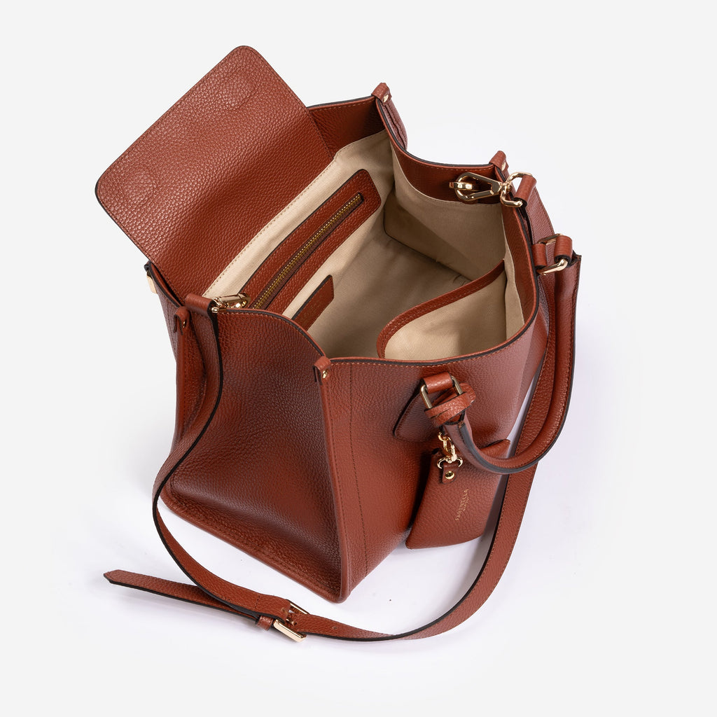 FARENELLA Viola S · Bolso tote de piel · Teja