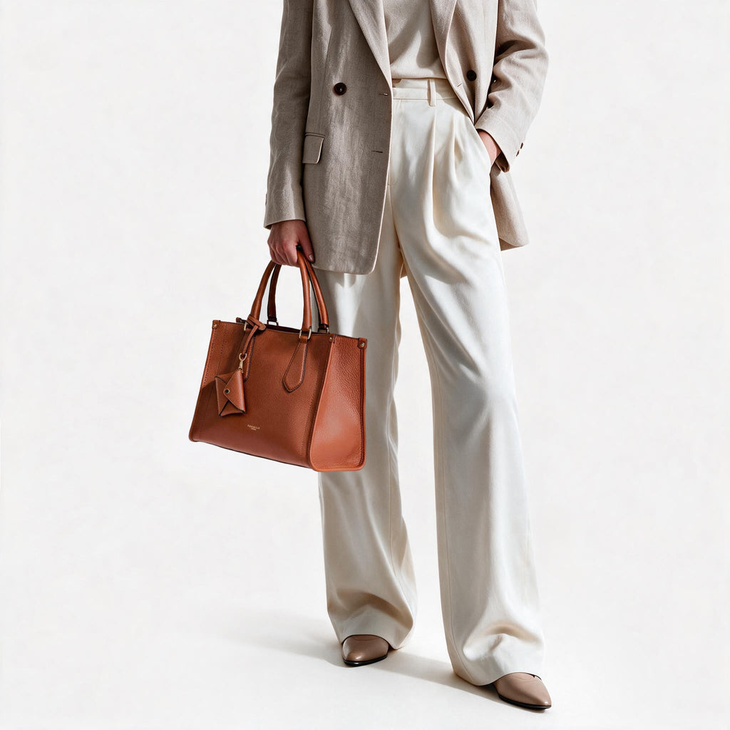 FARENELLA Viola S · Bolso tote de piel · Teja