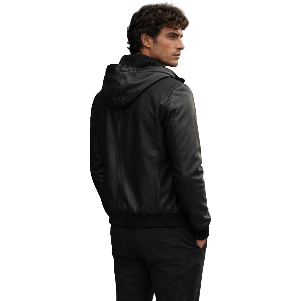 Dolce & Gabbana · Chaqueta de piel negra con capucha