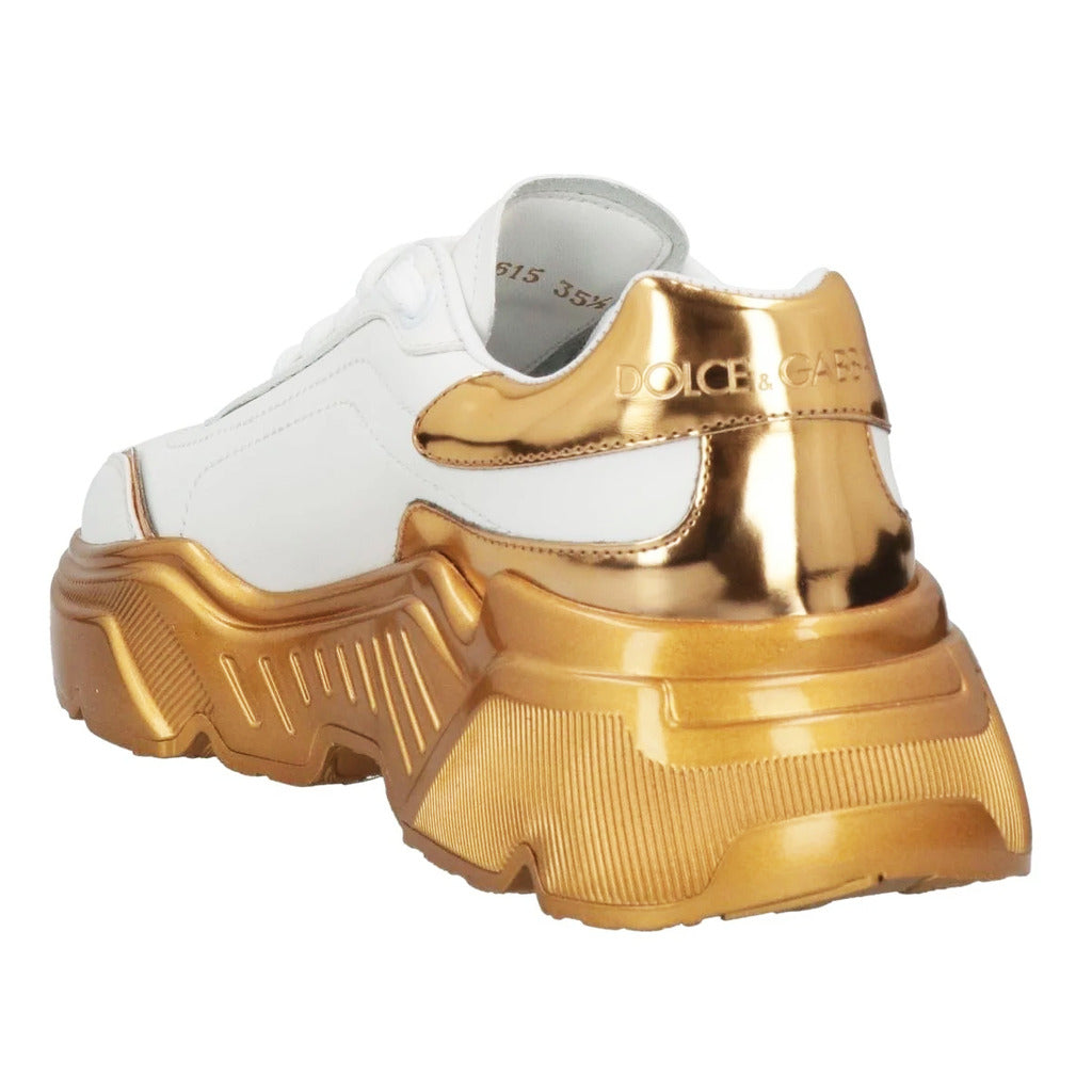Dolce & Gabbana · White and Gold Daymaster Sneakers