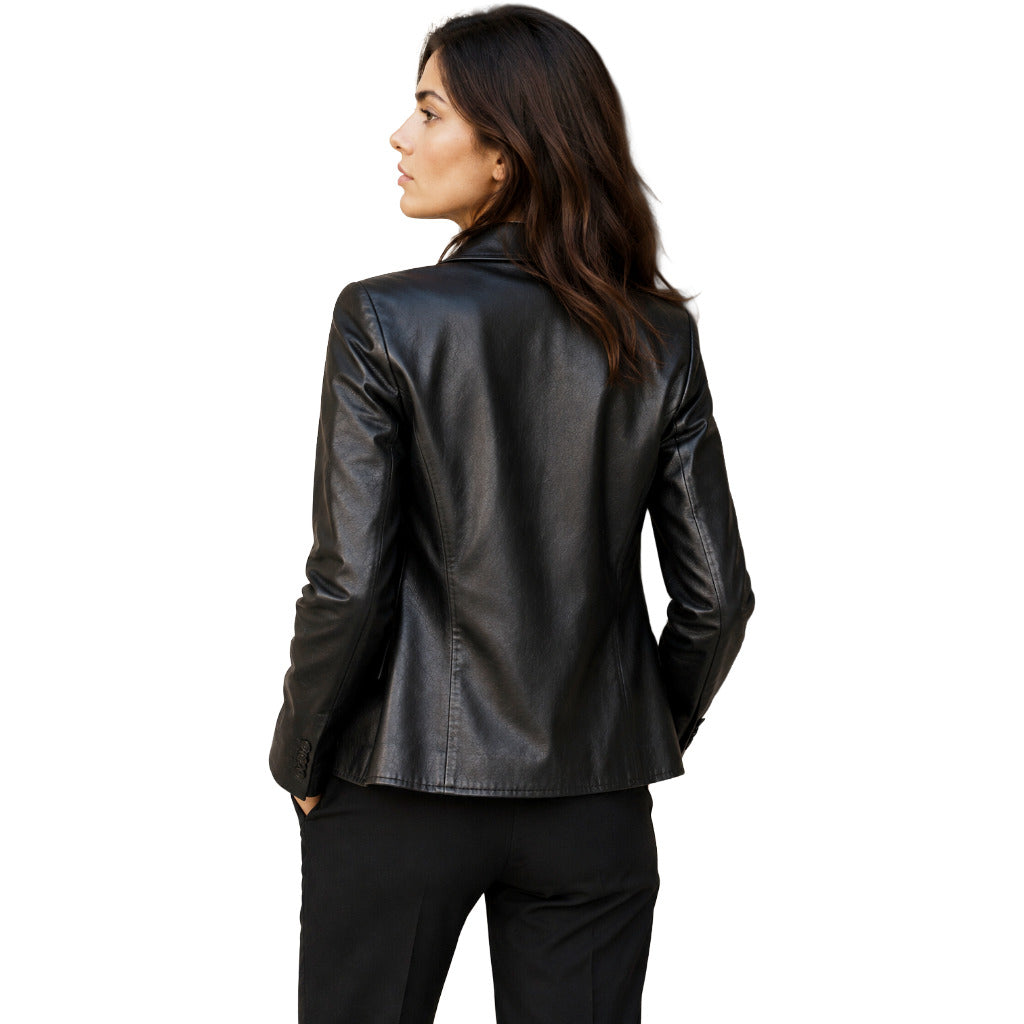 Dolce & Gabbana · Veste noire en cuir de veau pour femme