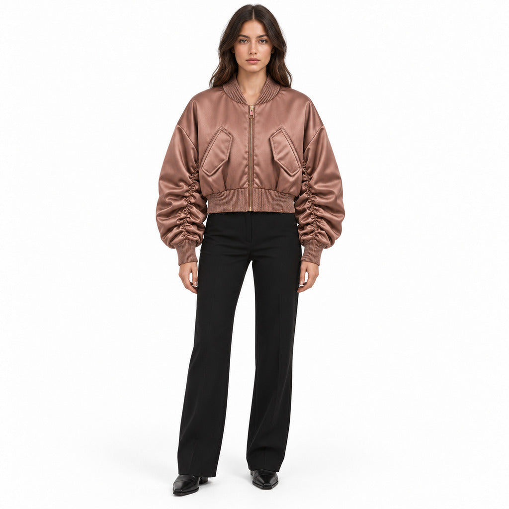 Dolce & Gabbana · Braune Bomber-Jacke mit plissierten Ärmeln