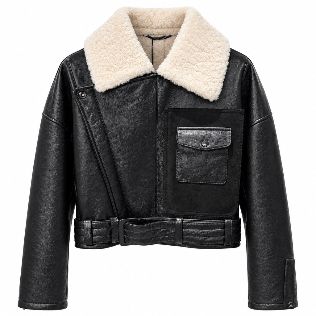 Dolce & Gabbana · Schwarze Lammfelljacke mit schwarzem Pelz