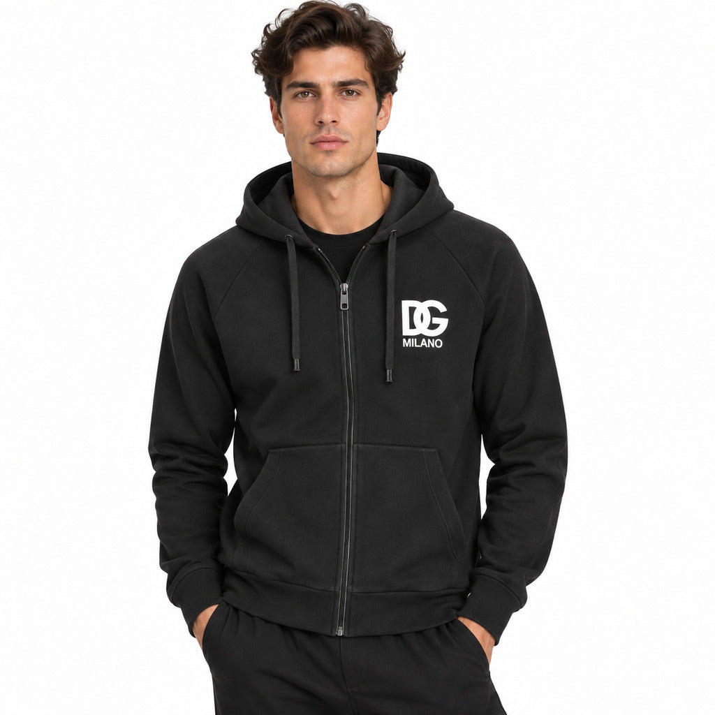 Dolce & Gabbana Men's Logo Zip Hoodie – Black
