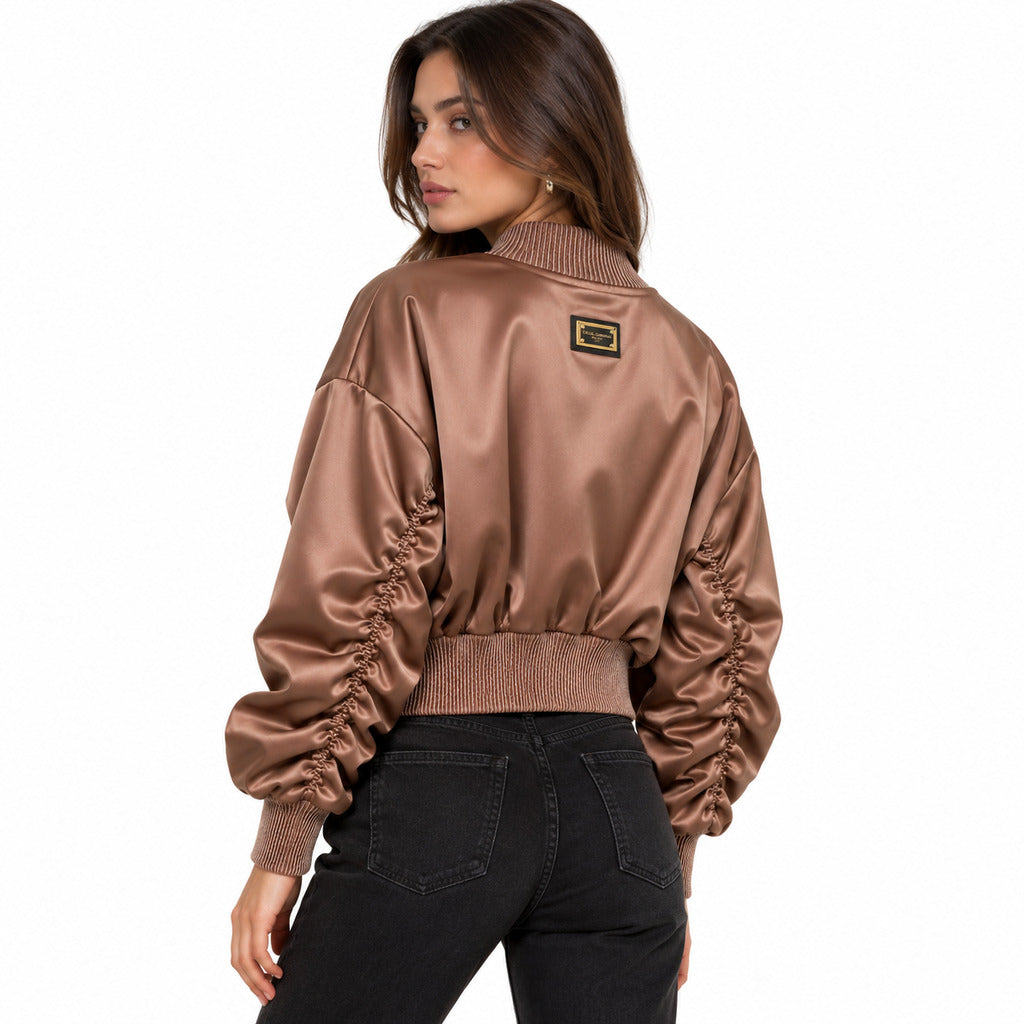Dolce & Gabbana · Braune Bomber-Jacke mit plissierten Ärmeln