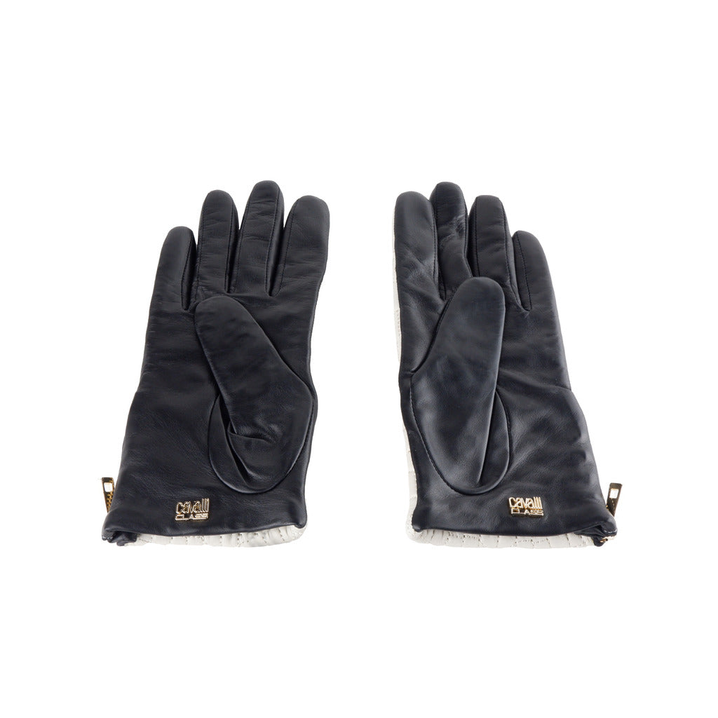 Cavalli Class Guantes de piel para mujer – Gris