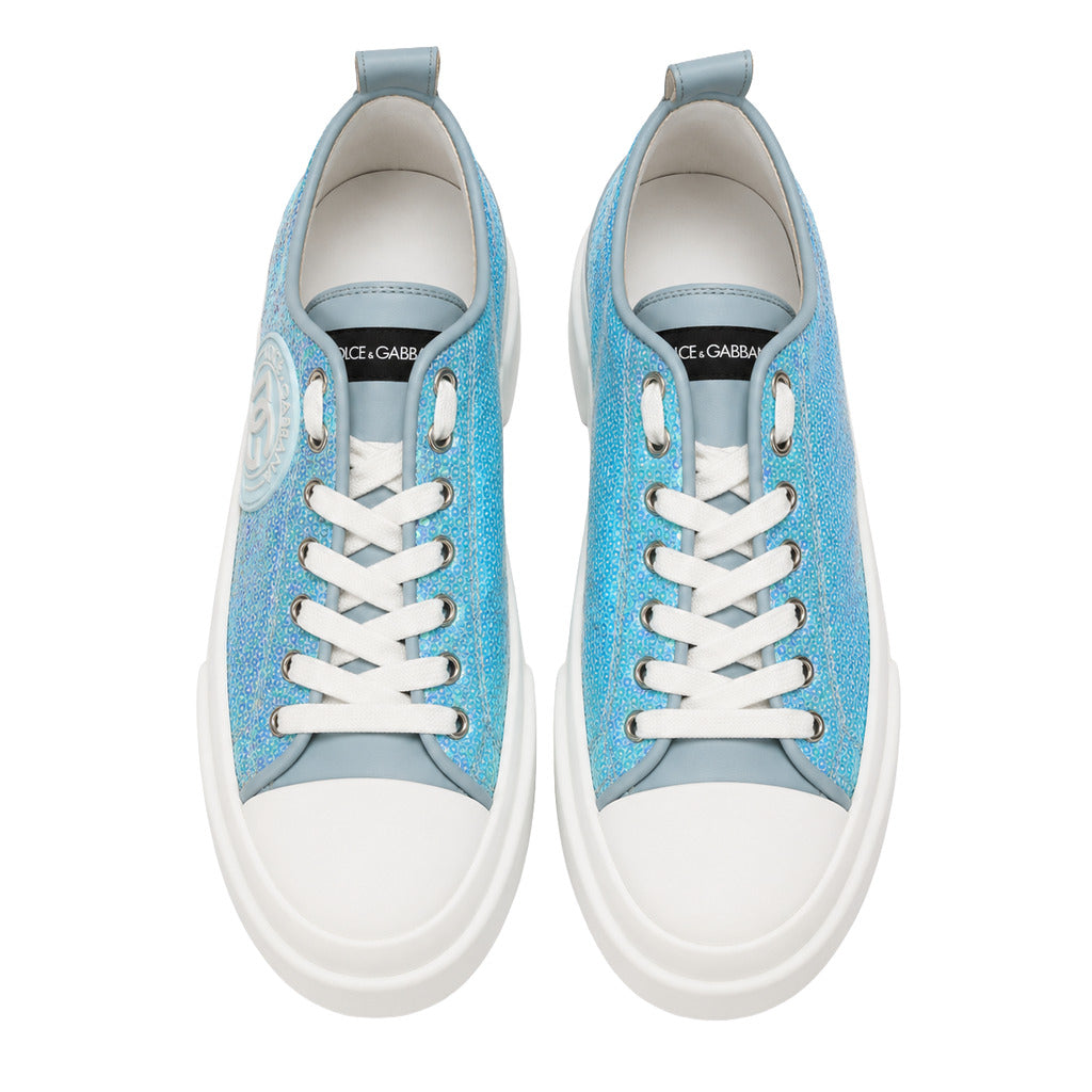Dolce & Gabbana · Light Blue Sequin Sneakers