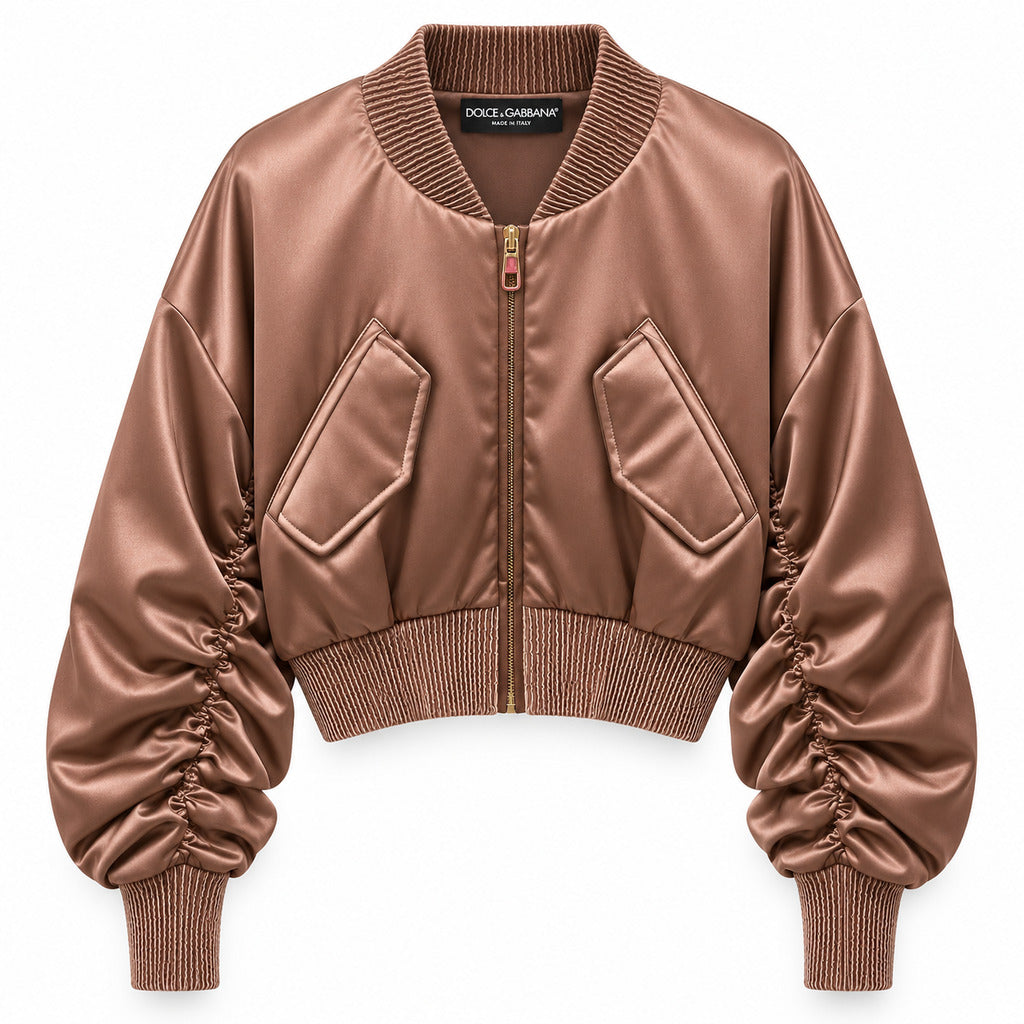 Dolce & Gabbana · Braune Bomber-Jacke mit plissierten Ärmeln