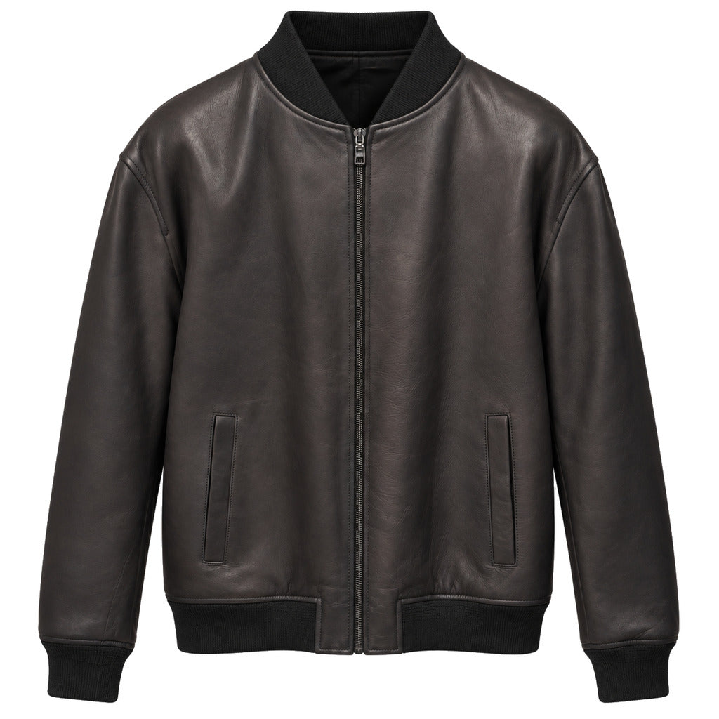 Dolce & Gabbana Men's Black Leather Bomber Jacket