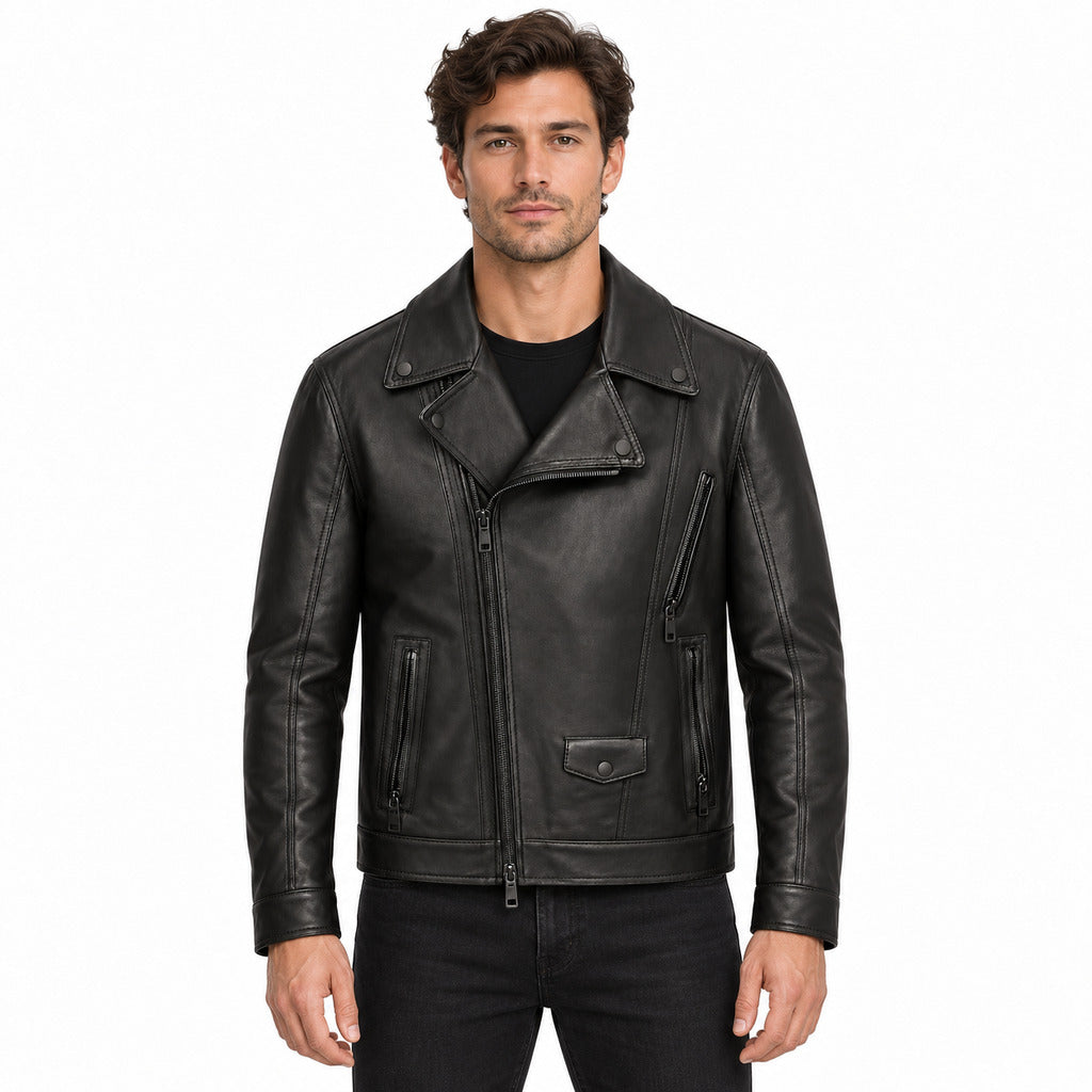 Dolce & Gabbana Men's Black Leather Biker Jacket