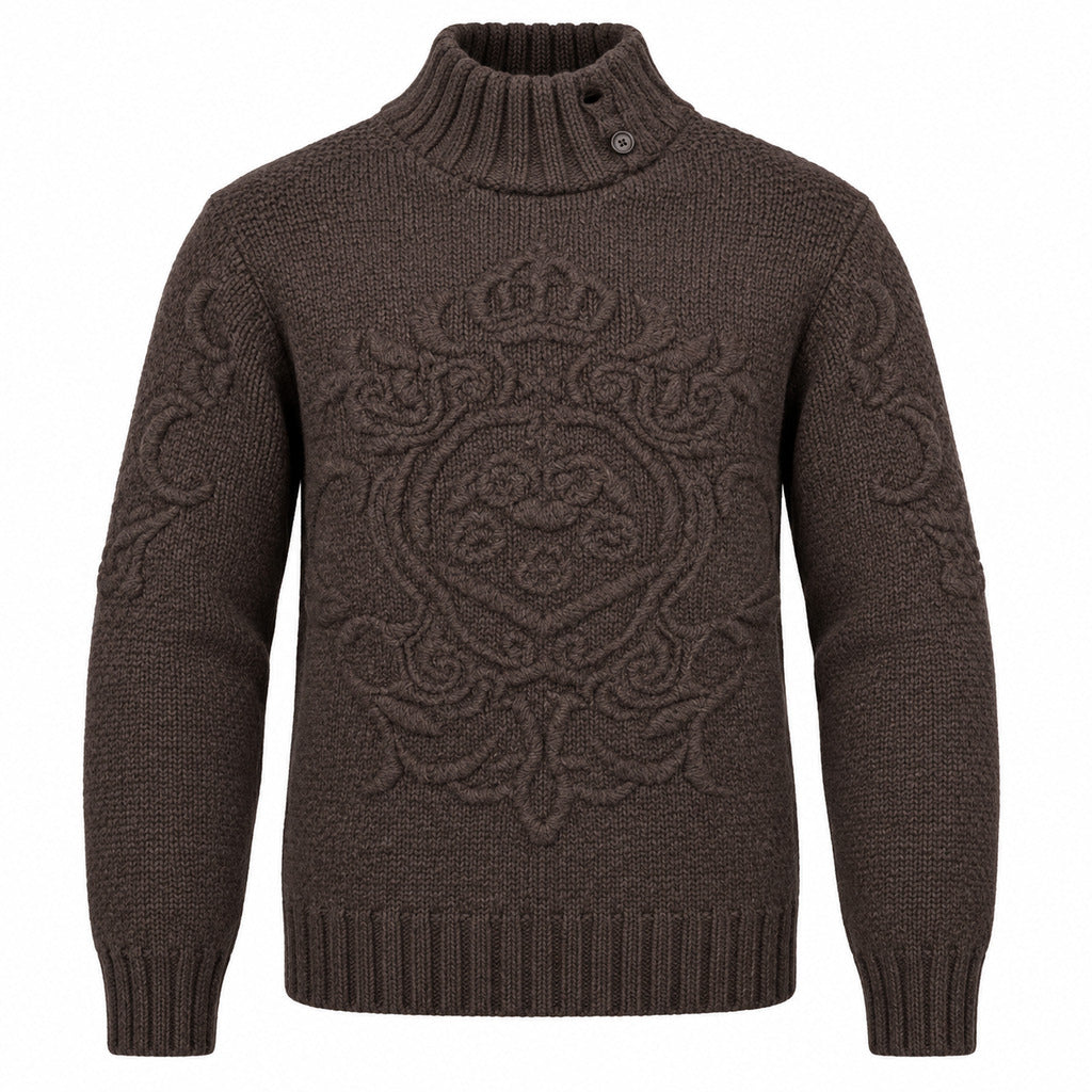 Dolce & Gabbana Men's Embossed-Logo Sweater – Brown