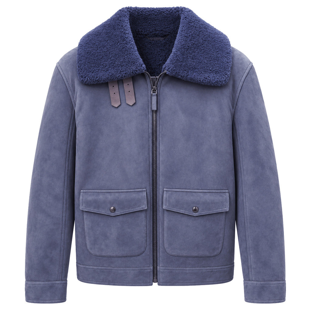 Dolce & Gabbana · Jacke aus blauem Schaffell mit Fell