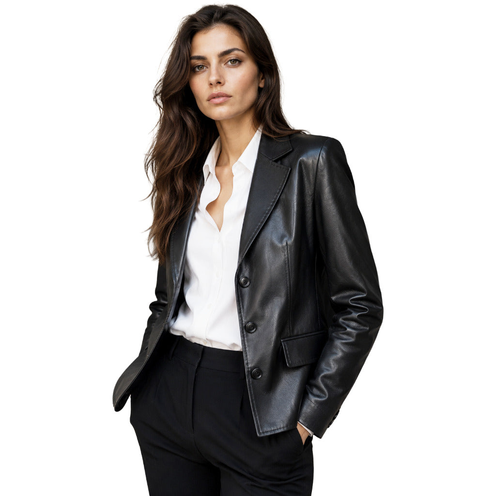 Dolce & Gabbana · Veste noire en cuir de veau pour femme