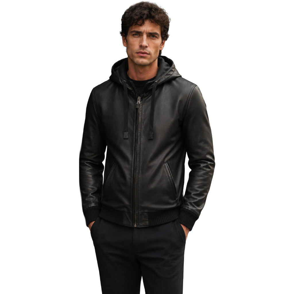 Dolce & Gabbana · Chaqueta de piel negra con capucha